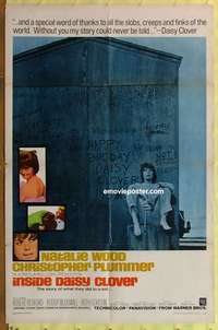 b959 INSIDE DAISY CLOVER one-sheet movie poster '66 Natalie Wood, Plummer