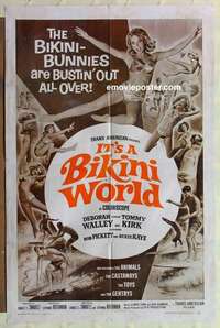 b980 IT'S A BIKINI WORLD one-sheet movie poster '67 surfers & sexy girls!