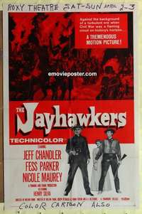 b993 JAYHAWKERS one-sheet movie poster '59 Jeff Chandler, Fess Parker