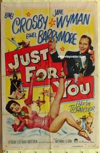 c014 JUST FOR YOU one-sheet movie poster '52 Bing Crosby, Jane Wyman