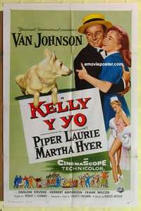 c017 KELLY & ME Spanish/U.S. one-sheet movie poster '57 Van Johnson, Piper Laurie