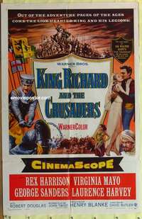c030 KING RICHARD & THE CRUSADERS one-sheet movie poster '54 Rex Harrison