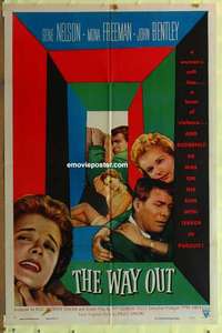 b531 DIAL 999 one-sheet movie poster '56 cool design, The Way Out!