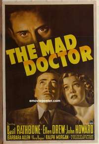 e056 MAD DOCTOR one-sheet movie poster '40 Basil Rathbone