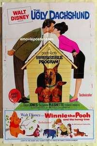d040 WINNIE THE POOH/UGLY DACHSHUND one-sheet movie poster '66 Walt Disney