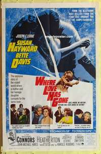 d072 WHERE LOVE HAS GONE one-sheet movie poster '64 Susan Hayward, Davis