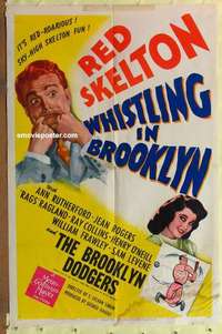 d065 WHISTLING IN BROOKLYN style C one-sheet movie poster '43 Red Skelton
