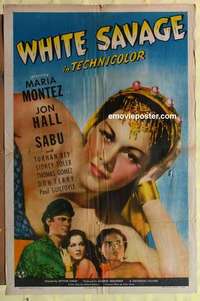 d063 WHITE SAVAGE one-sheet movie poster '43 sexy Maria Montez!