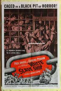 d062 WHITE SLAVE SHIP one-sheet movie poster '62 sexy caged women!