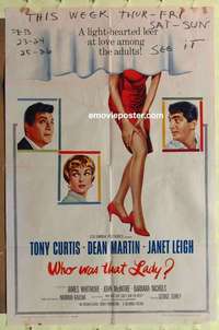 d059 WHO WAS THAT LADY one-sheet movie poster '60 Tony Curtis & Janet Leigh!