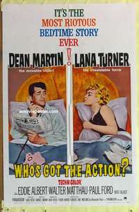 d056 WHO'S GOT THE ACTION one-sheet movie poster '62 Martin, Lana Turner