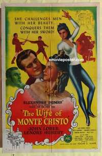 d050 WIFE OF MONTE CRISTO one-sheet movie poster '46 Lenore Aubert, Loder