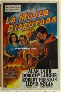 d047 WILD HARVEST Spanish/U.S. one-sheet movie poster '47 Alan Ladd, Lamour
