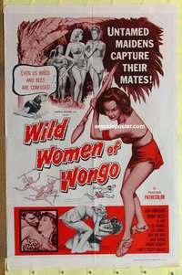 d043 WILD WOMEN OF WONGO one-sheet movie poster '58 sexy cave babes!