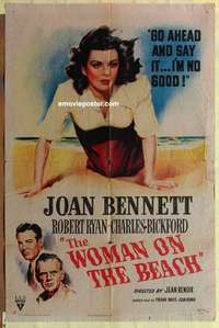d033 WOMAN ON THE BEACH one-sheet movie poster '46 classic badgirl image!