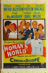 d032 WOMAN'S WORLD one-sheet movie poster '54 Allyson, Webb, Heflin, Bacall