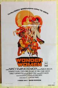 d030 WONDER WOMEN one-sheet movie poster '73 most deadly Nancy Kwan!