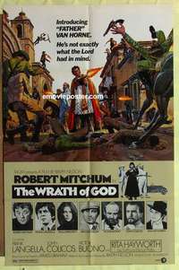 d022 WRATH OF GOD style A one-sheet movie poster '72 Robert Mitchum, Langella