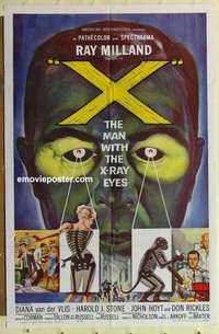 d017 X THE MAN WITH THE X-RAY EYES one-sheet movie poster '63 Roger Corman