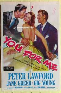 d012 YOU FOR ME one-sheet movie poster '52 Peter Lawford, Jane Greer