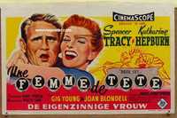 f021 DESK SET Belgian movie poster '57 Spencer Tracy, Kate Hepburn