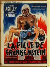 f028 FRANKENSTEIN'S DAUGHTER Belgian movie poster '58 monster & girl!