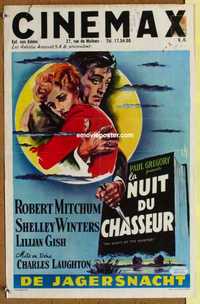 f049 NIGHT OF THE HUNTER Belgian movie poster '55 Robert Mitchum