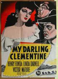 f106 MY DARLING CLEMENTINE Danish movie poster '50 John Ford, Darnell