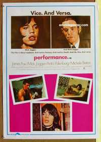 f082 PERFORMANCE English 20x28 movie poster R80s Roeg, Mick Jagger