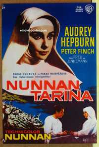 f144 NUN'S STORY Finnish movie poster '59 religious Audrey Hepburn!