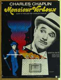 f191 MONSIEUR VERDOUX French 22x30 movie poster R73 Charlie Chaplin