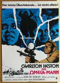f215 OMEGA MAN German movie poster '71 Charlton Heston, zombies!