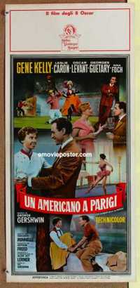 f337 AMERICAN IN PARIS Italian locandina R63 c/u of Gene Kelly dancing with sexy Leslie Caron!