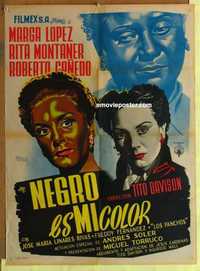 f111 NEGRO ES MI COLOR Mexican movie poster '51 Marga Lopez