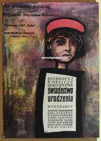 f222 BIRTH CERTIFICATE Polish movie poster '61 cool artwork!