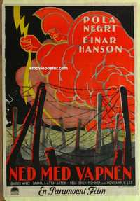 f276 BARBED WIRE Swedish movie poster '27 cool surreal image!