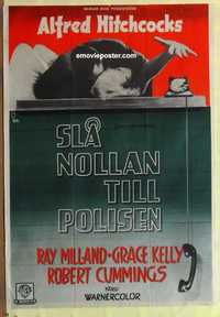 f280 DIAL M FOR MURDER Swedish movie poster '54 Hitchcock, Aberg art!