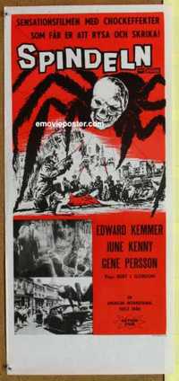 f271 SPIDER Swedish insert movie poster '58 Bert I. Gordon, horror