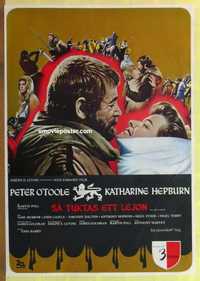 f298 LION IN WINTER Swedish movie poster '68 Kate Hepburn, O'Toole