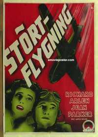 f306 POWER DIVE Swedish movie poster '42 cool Aberg airplane artwork!