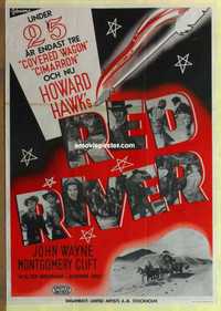 f309 RED RIVER Swedish movie poster '48 John Wayne, Rohman artwork!