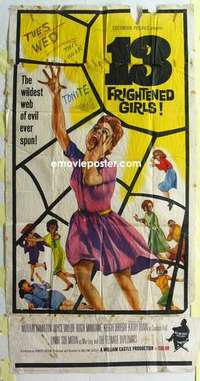 g271 13 FRIGHTENED GIRLS three-sheet movie poster '63 William Castle, horror!