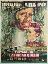 g367 AFRICAN QUEEN French one-panel movie poster R60s Bogart, Kate Hepburn