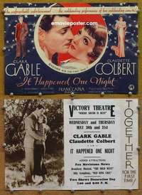 g326 IT HAPPENED ONE NIGHT movie herald '34 Gable, Colbert