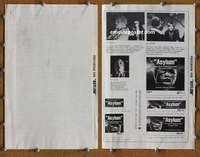 h042 ASYLUM movie pressbook '72 Peter Cushing, Britt Ekland, Bloch
