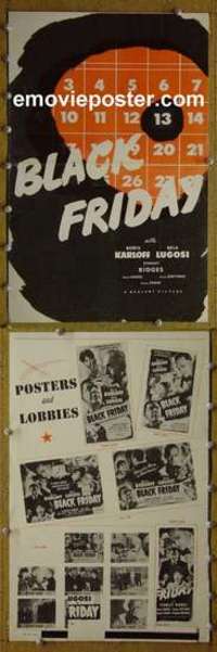 h084 BLACK FRIDAY movie pressbook R50s Boris Karloff, Bela Lugosi