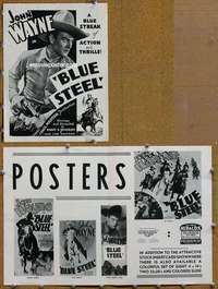h090 BLUE STEEL movie pressbook '34 great young John Wayne image!