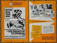 h102 BRIDES OF FU MANCHU movie pressbook '66 Christopher Lee, Rohmer
