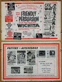 h276 FRIENDLY PERSUASION/WICHITA movie pressbook '60 Wyler, Tourneur