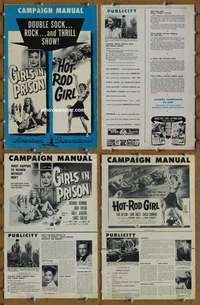 h302 GIRLS IN PRISON/HOT ROD GIRL movie pressbook '56 Cahn, Martinson